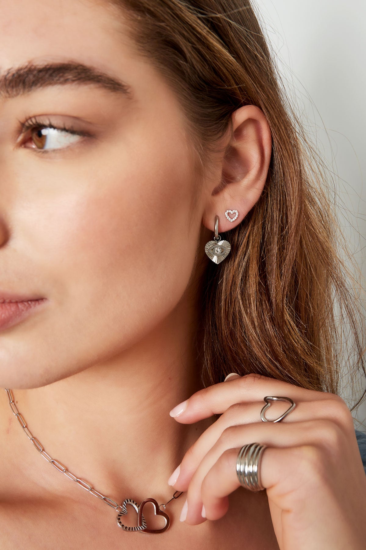 Stud örhängen - Hjärta med zirkonia