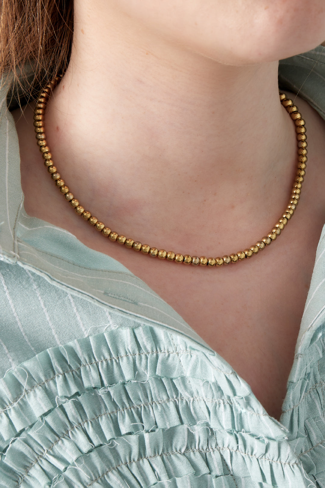 Halsband med massivt pärlor - 5 mm